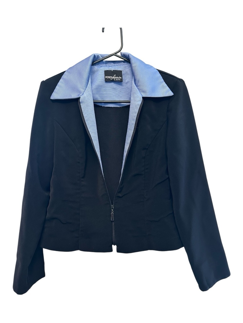 Vintage Y2K Positive Attitude Navy Blazer with Light Blue Contrast Collar XSP